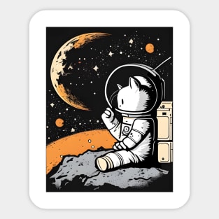 Catronaut Cat Astronaut Deep In Space Cosmic Cat Science Sticker